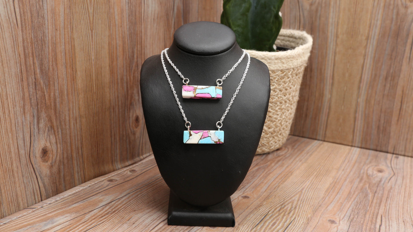 Cotton Candy Dahlia Bar Necklaces