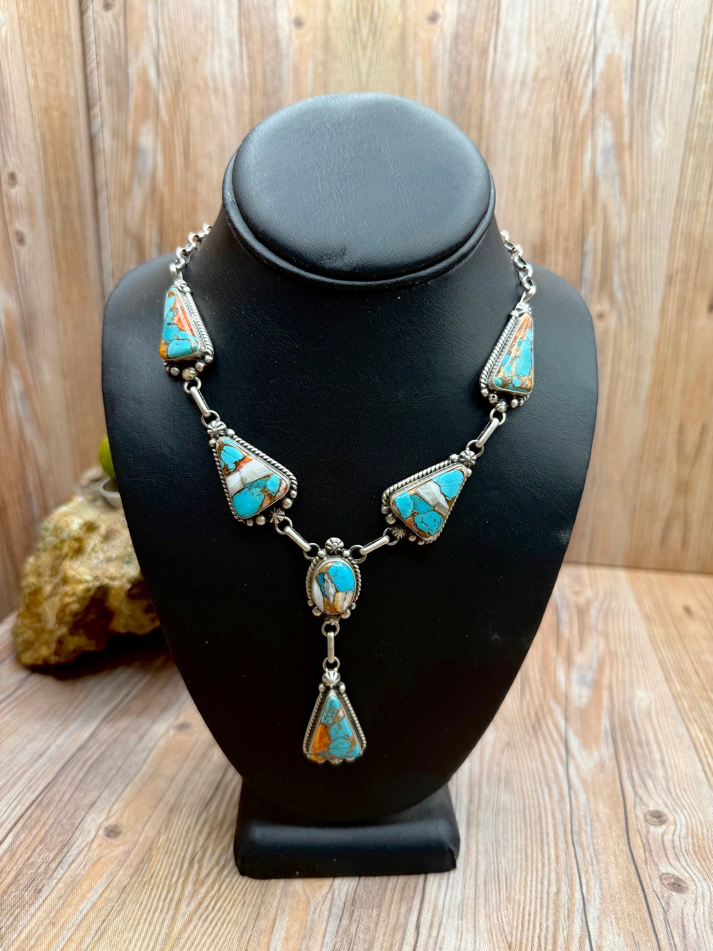 Spiny Oyster & Kingman Turquoise Lariat