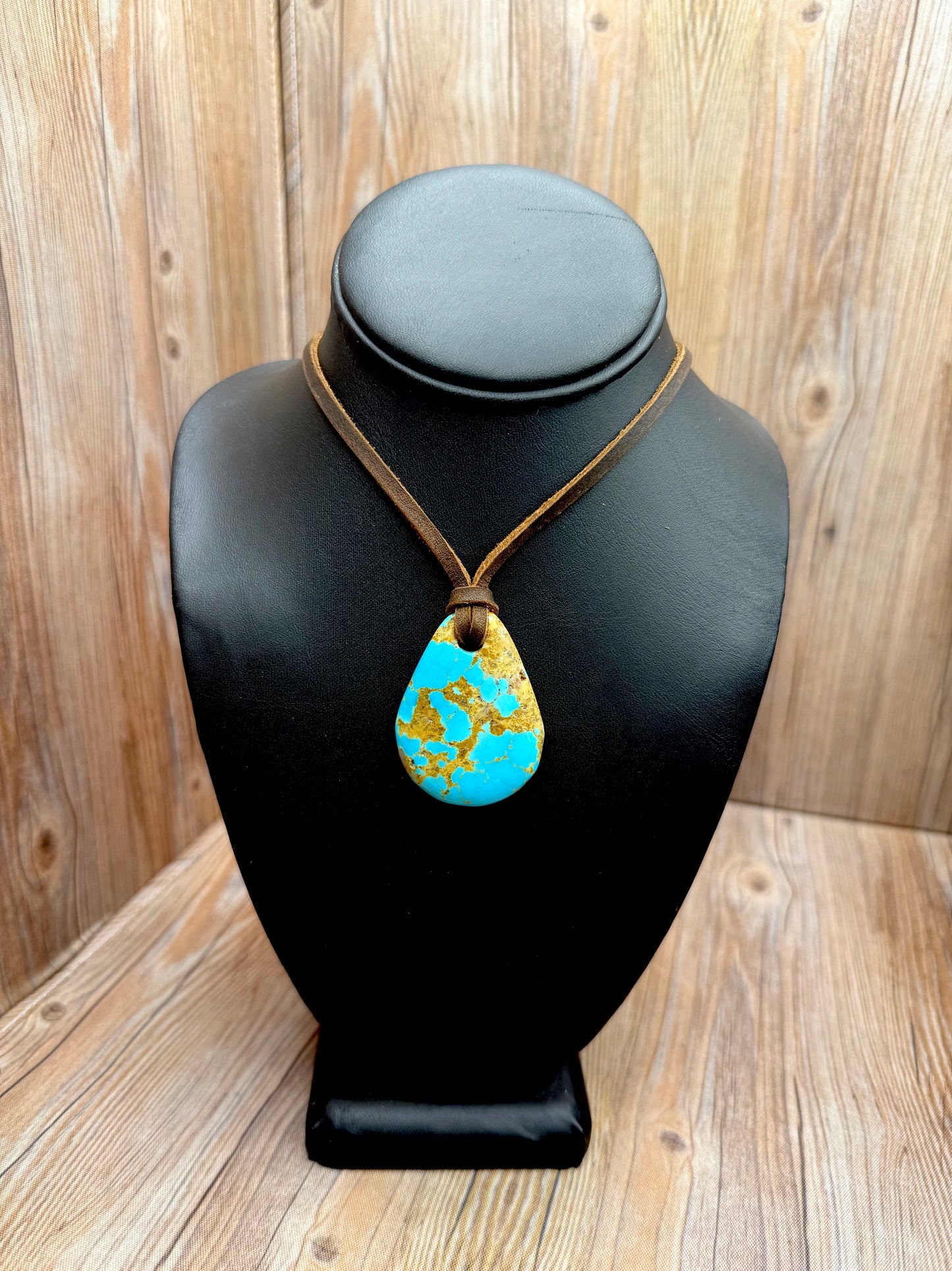 Kingman Turquoise Leather Pendant