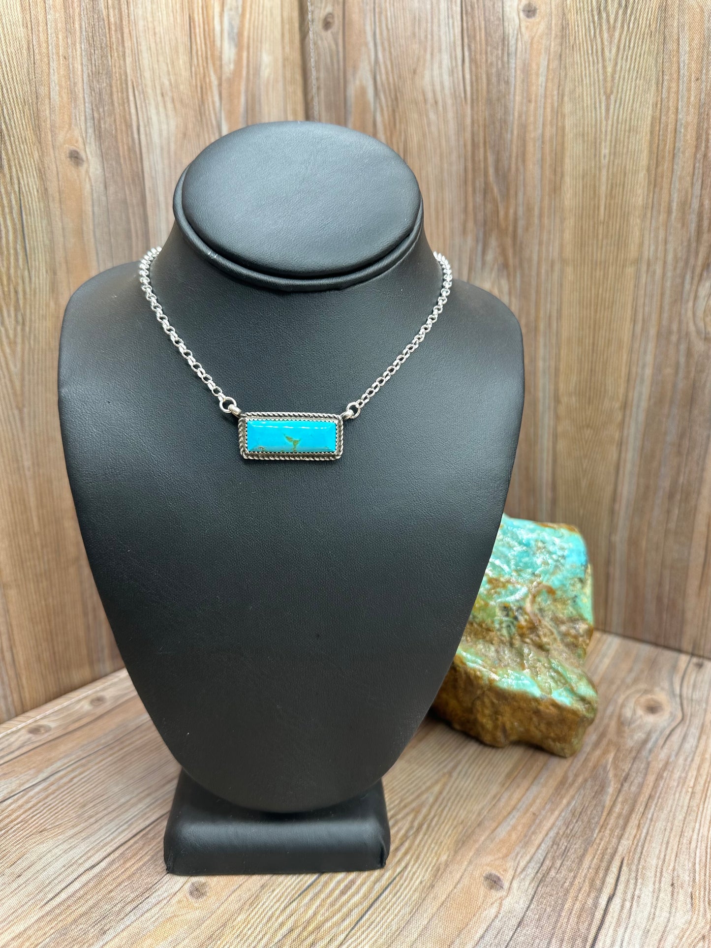 Kingman Turquoise Bar Necklace