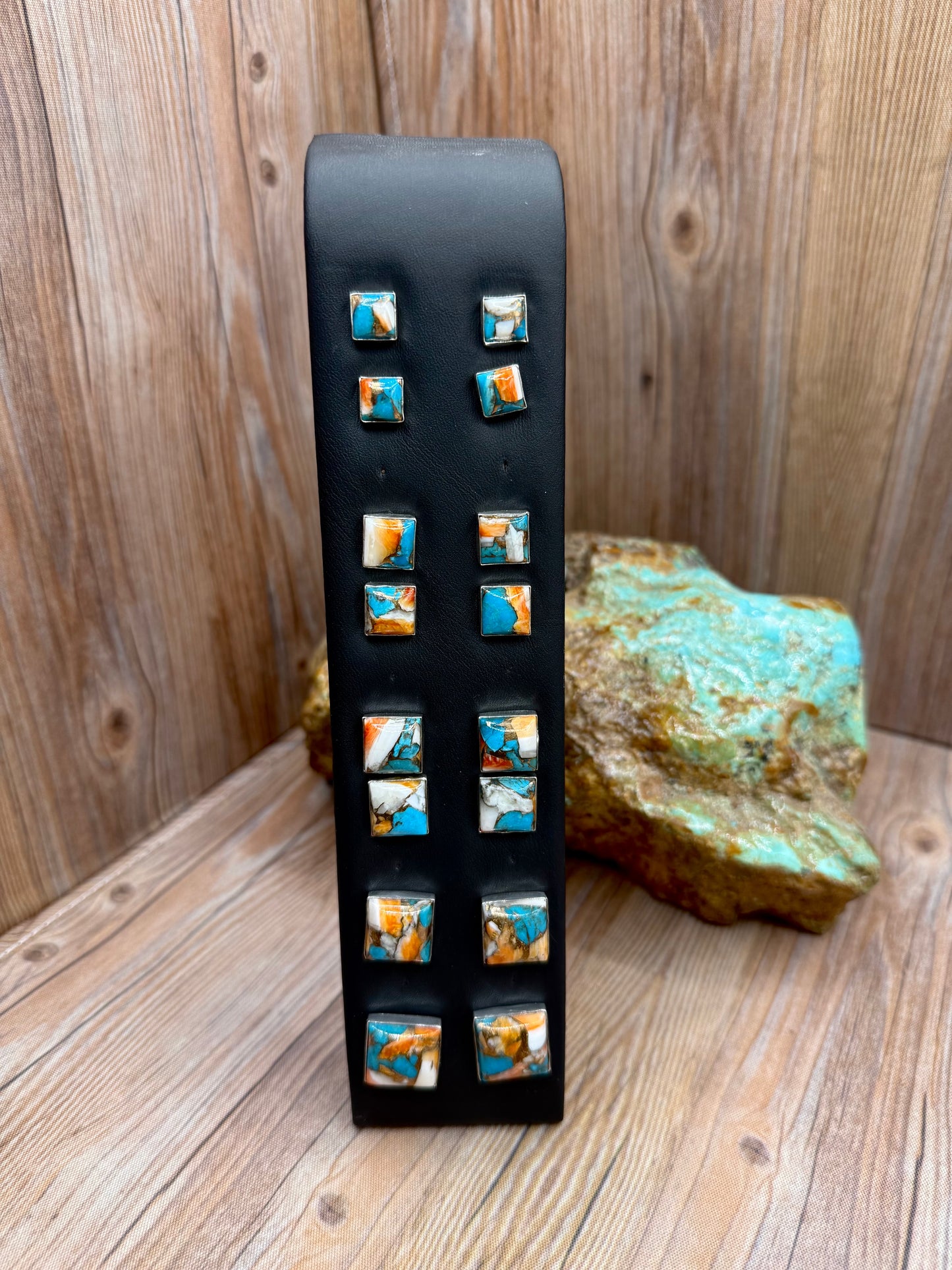 Spiny Oyster & Kingman Turquoise Stud Earrings