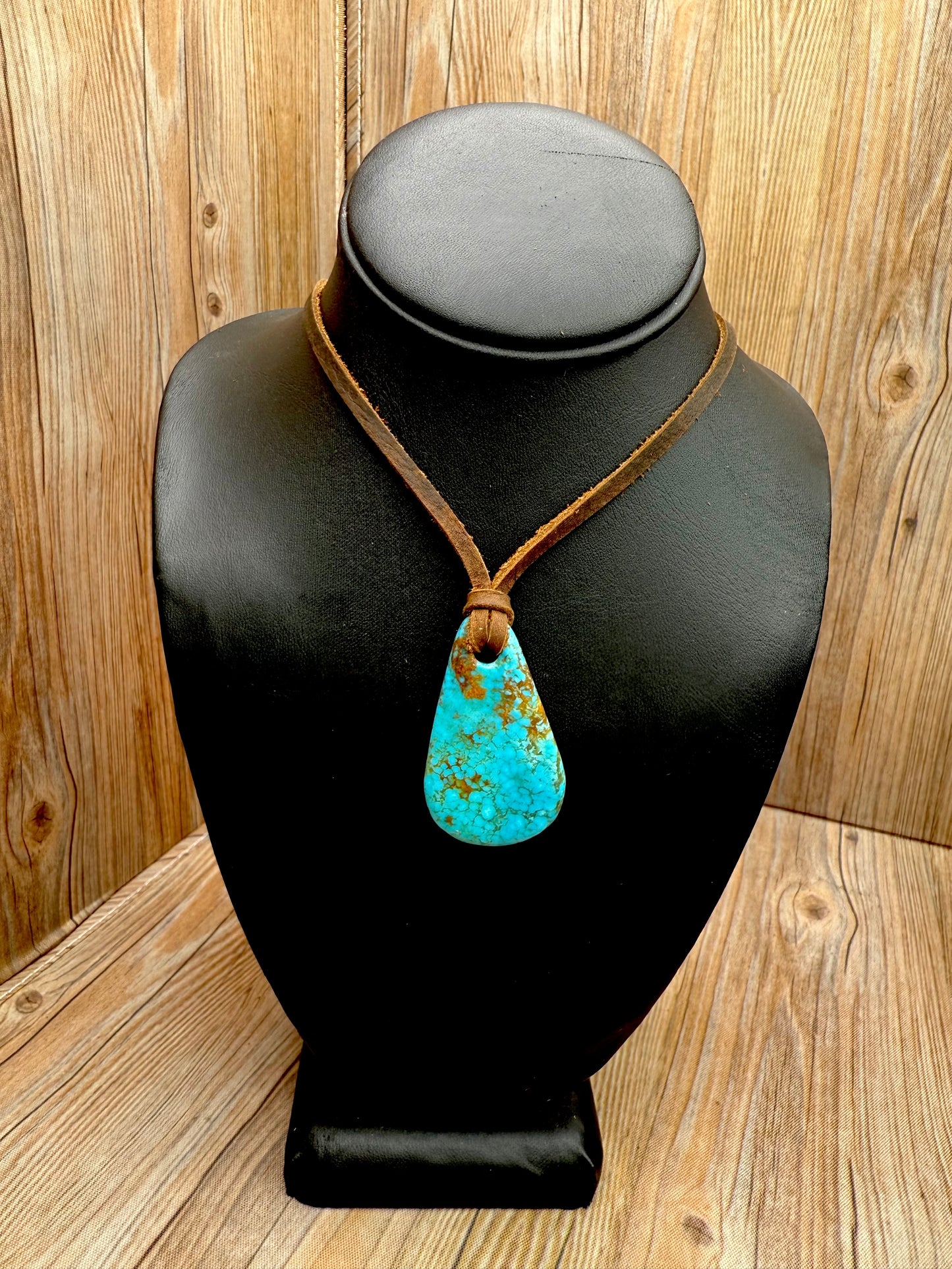 Kingman Turquoise Leather Pendant