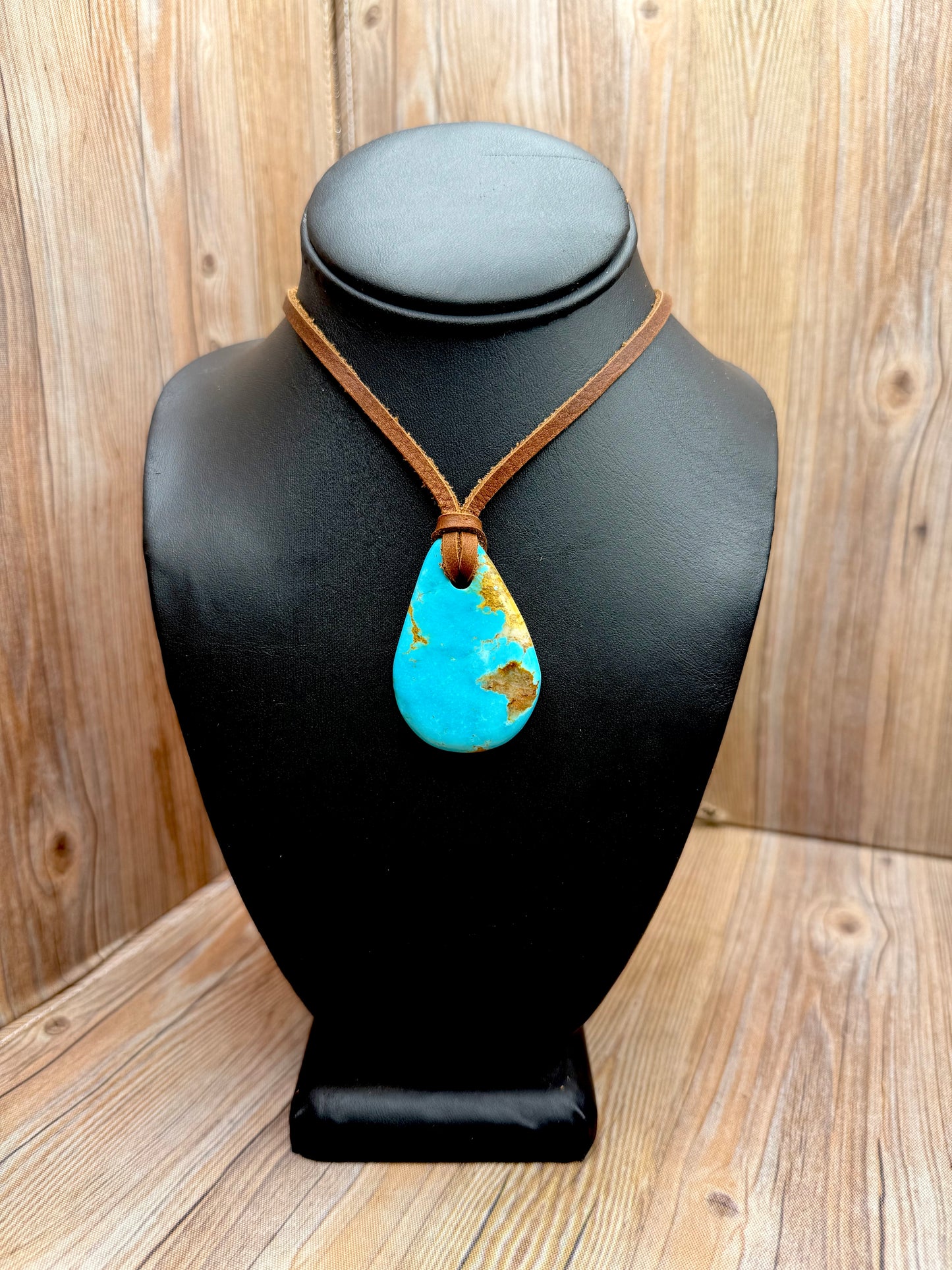 Kingman Turquoise Leather Pendant