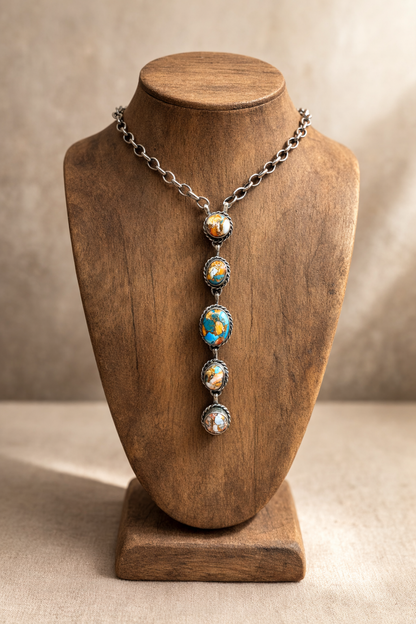 Spiny Oyster & Kingman Turquoise Lariat