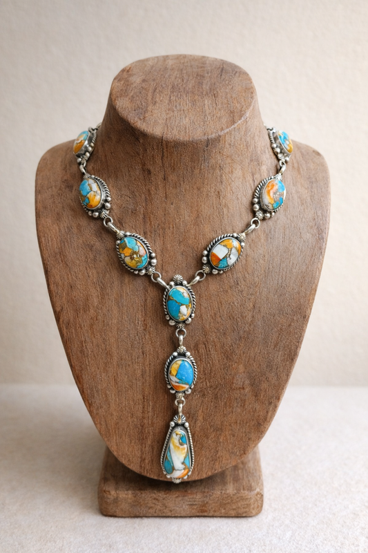 Spiny Oyster & Kingman Turquoise Lariat