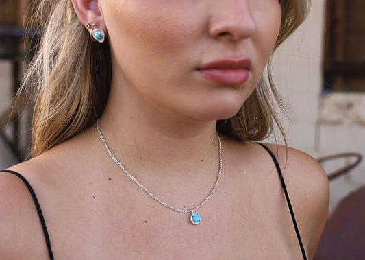 10mm Cushion Turquoise & CZ Necklace