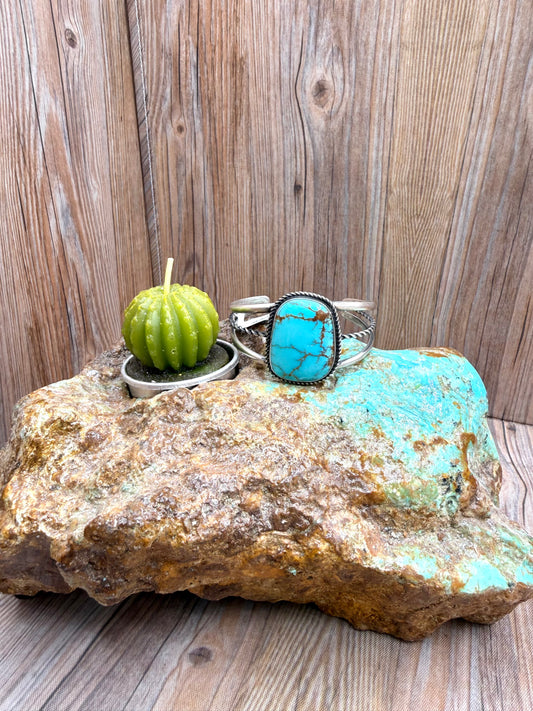 Kingman Turquoise Silver Cuff