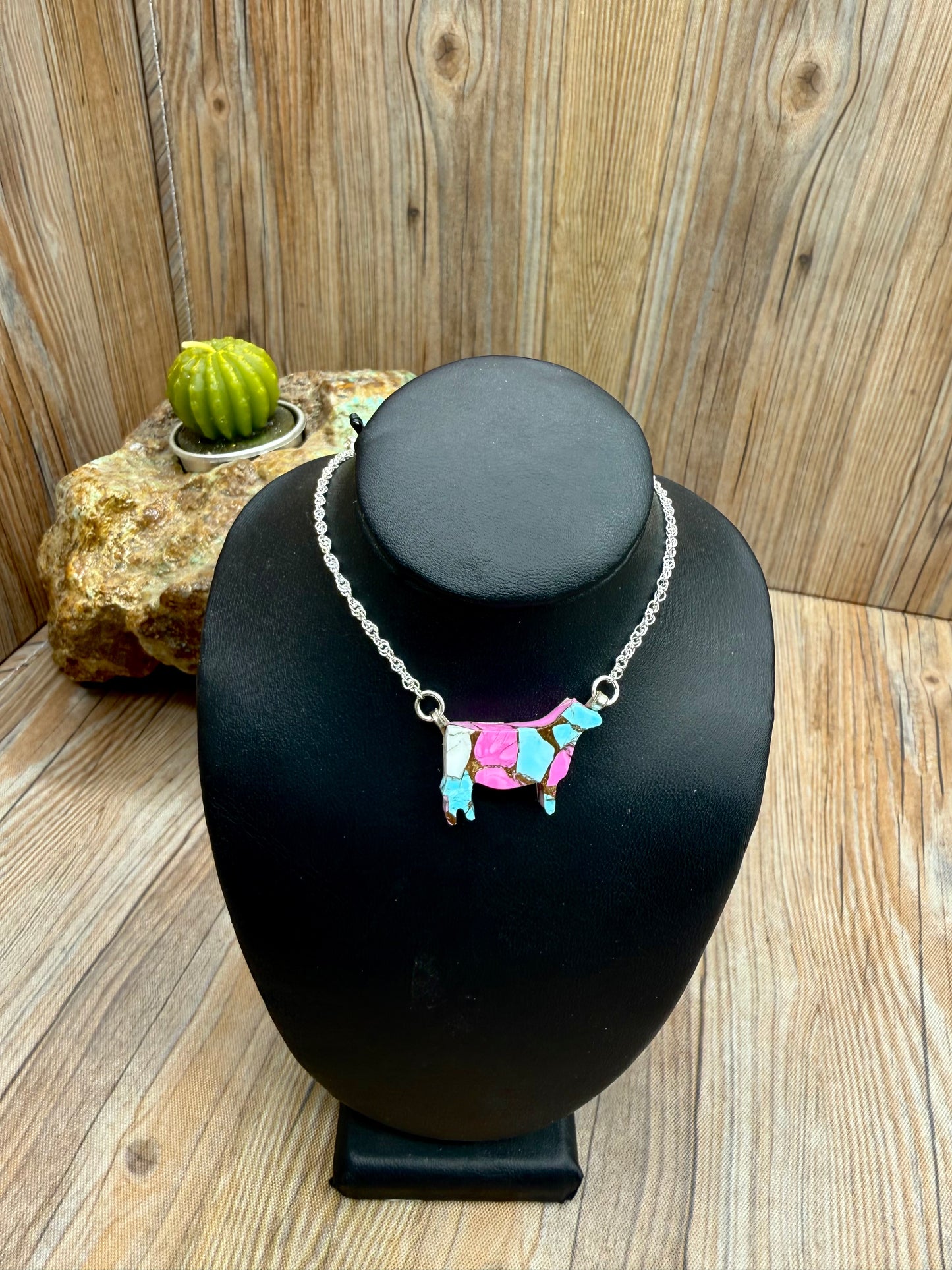 Cotton Candy Dahlia Cow Pendants