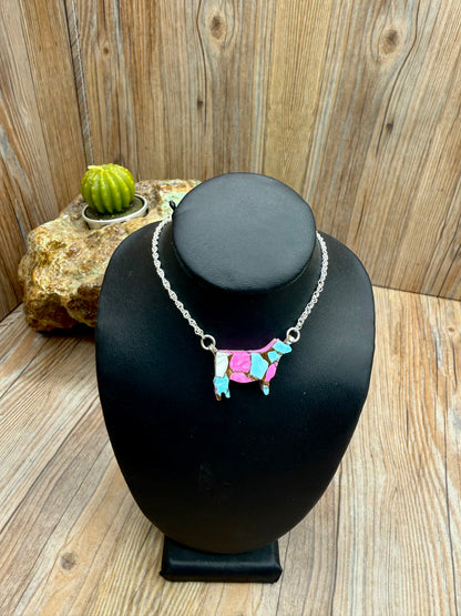 Cotton Candy Dahlia Cow Pendants