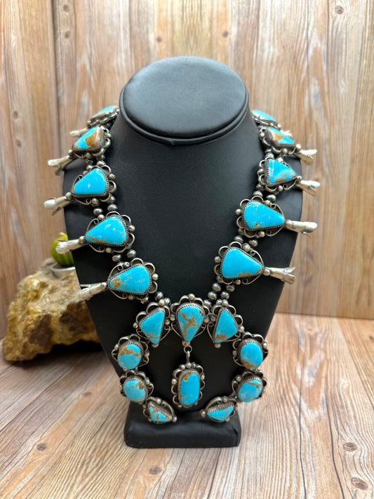 Kingman Turquoise Squash Blossom