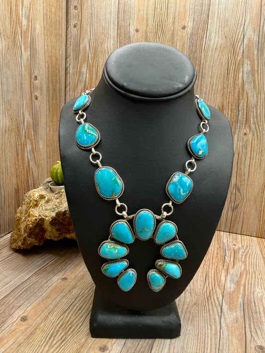 Kingman Turquoise Squash Blossom