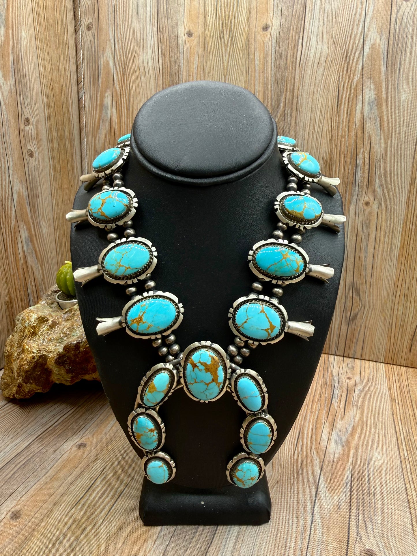 Kingman Turquoise Squash Blossom