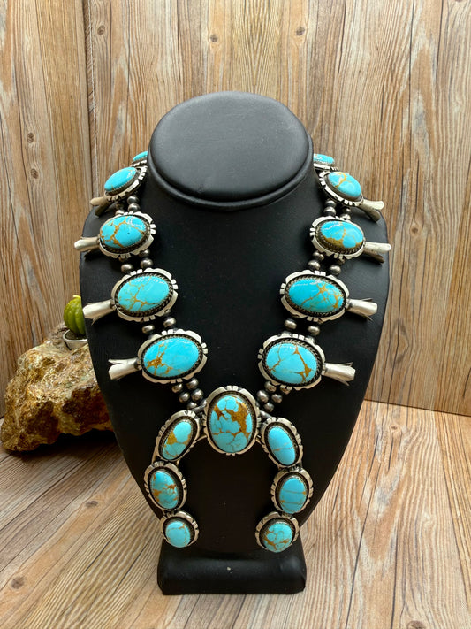 Kingman Turquoise Squash Blossom