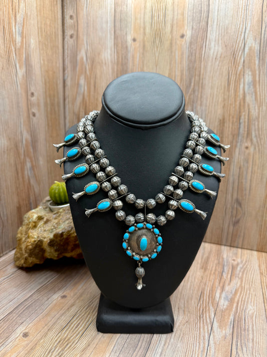 Kingman Turquoise Squash Blossom