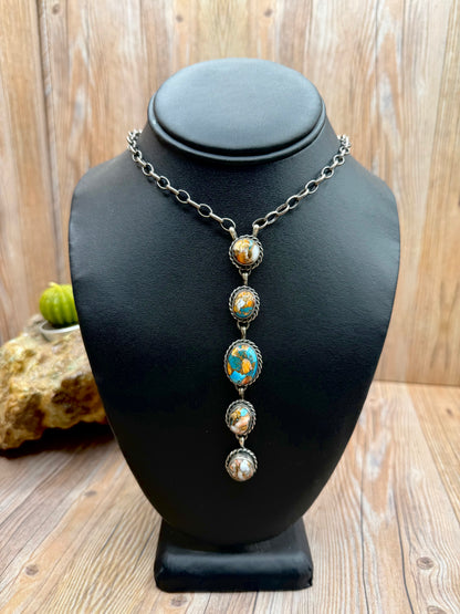 Spiny Oyster & Kingman Turquoise Lariat