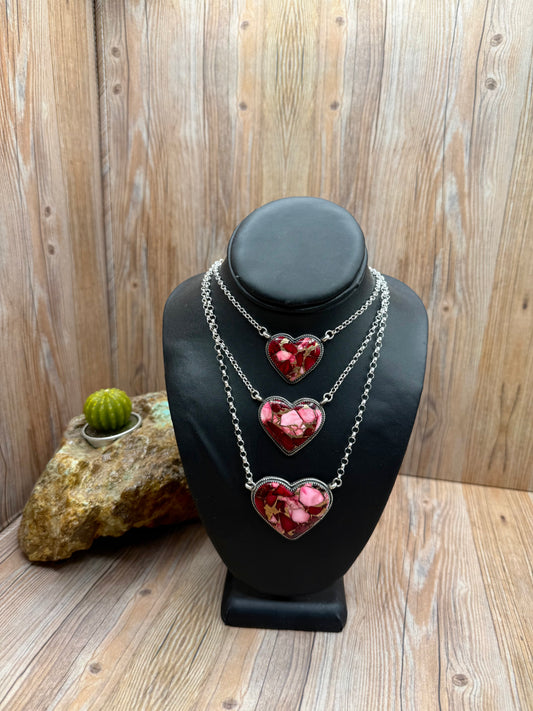 Dahlia Rose Heart Pendants