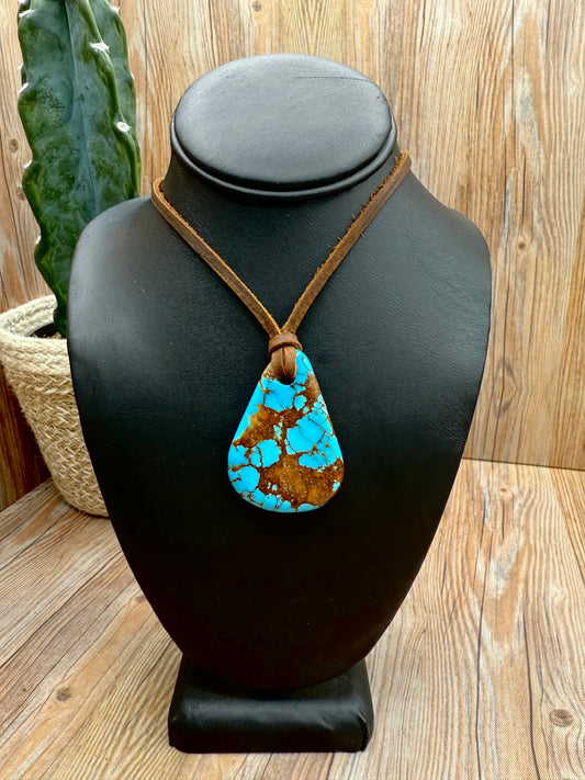 Kingman Turquoise Leather Pendant