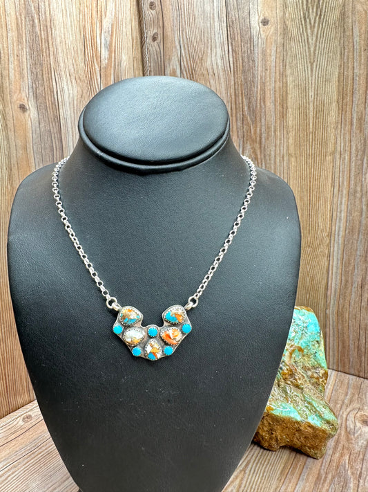 Spiny Oyster & Kingman Turquoise Pendant Necklace