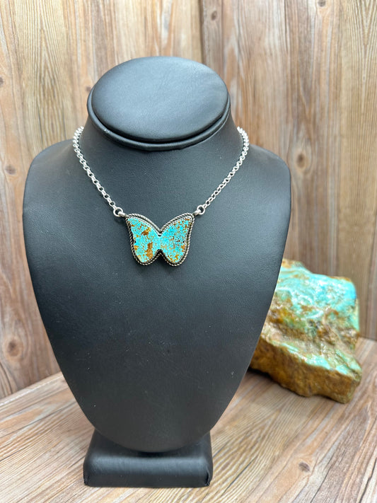 Kingman Turquoise Butterfly Pendant