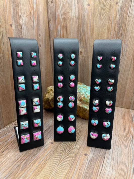 Cotton Candy Dahlia Stud Earrings