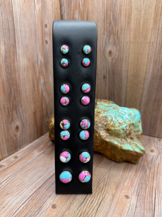 Cotton Candy Dahlia Stud Earrings