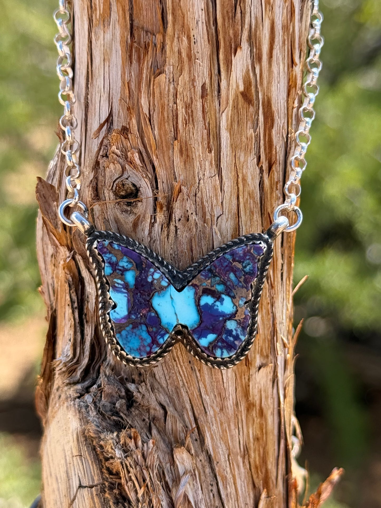 Spotted Mohave Purple Butterfly Necklace