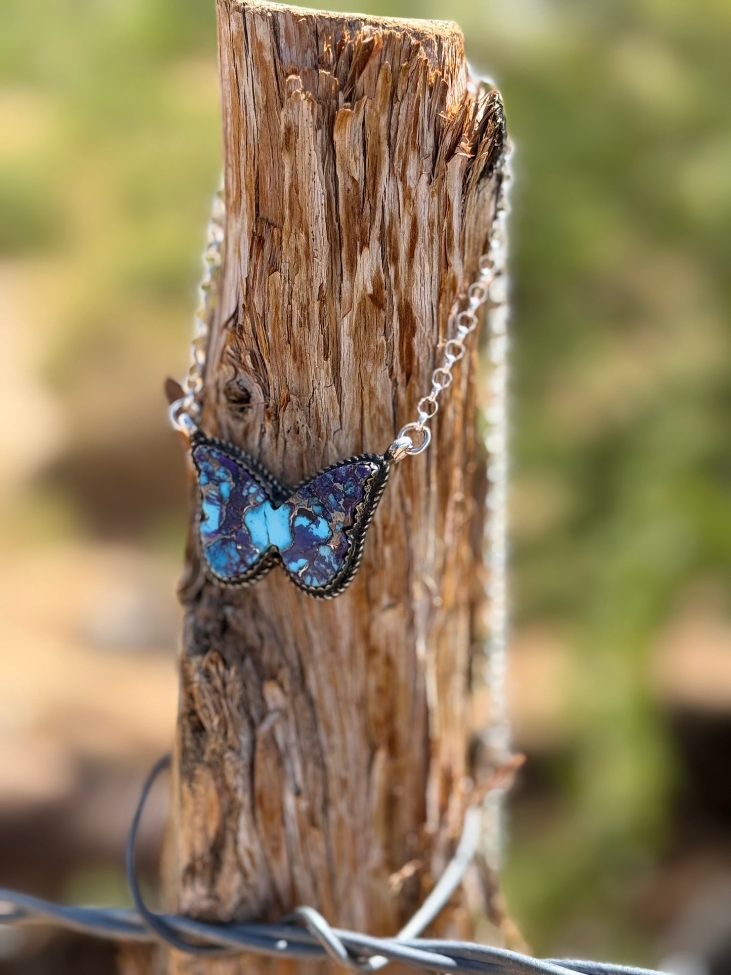 Spotted Mohave Purple Butterfly Necklace