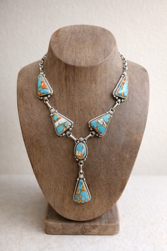 Spiny Oyster & Kingman Turquoise Lariat