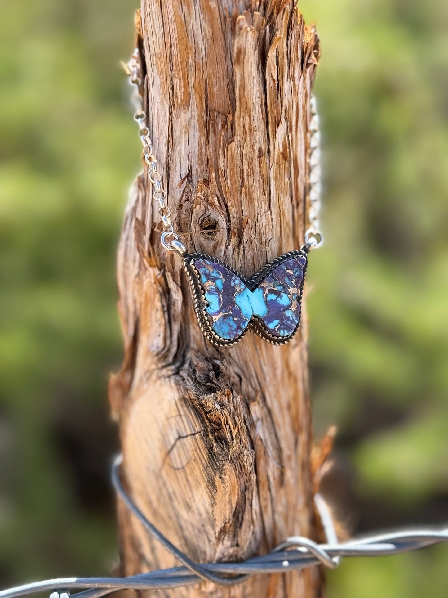 Spotted Mohave Purple Butterfly Necklace