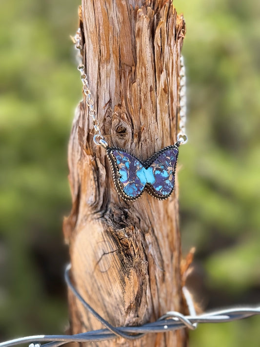 Spotted Mohave Purple Butterfly Necklace