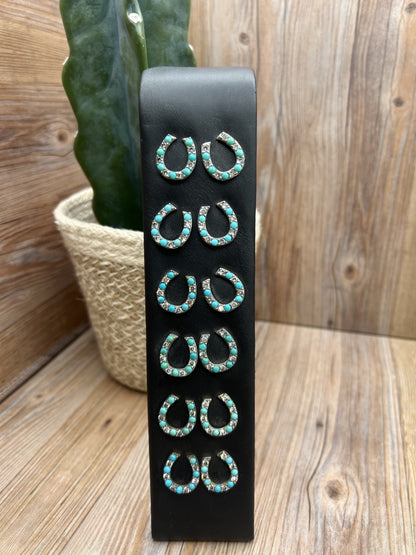Kingman Turquoise Horseshoe Stud Earrings