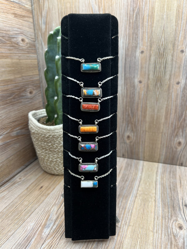 Small Wrapped Bar Necklaces