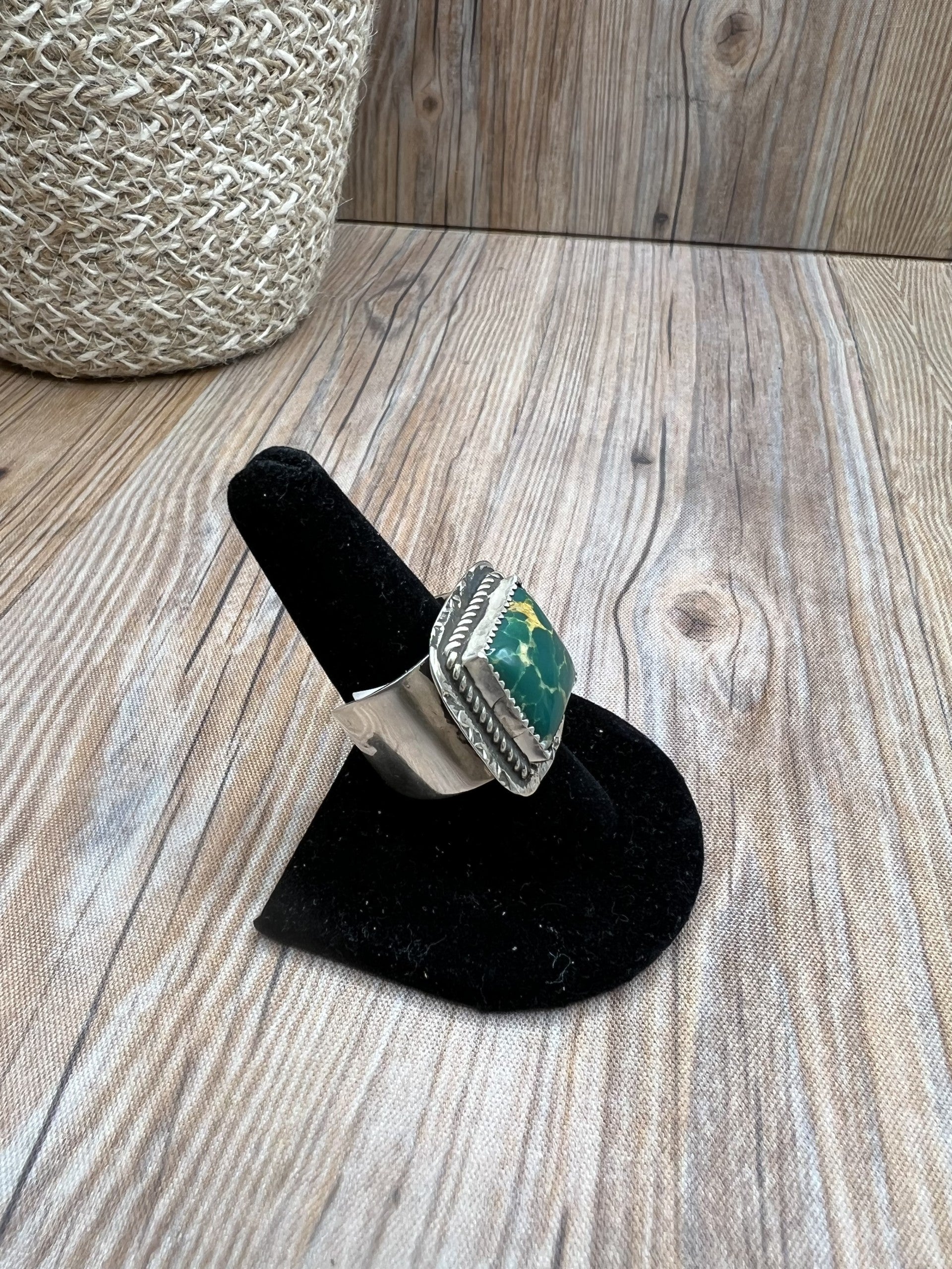 Kingman Turquoise Adjustable Square Ring