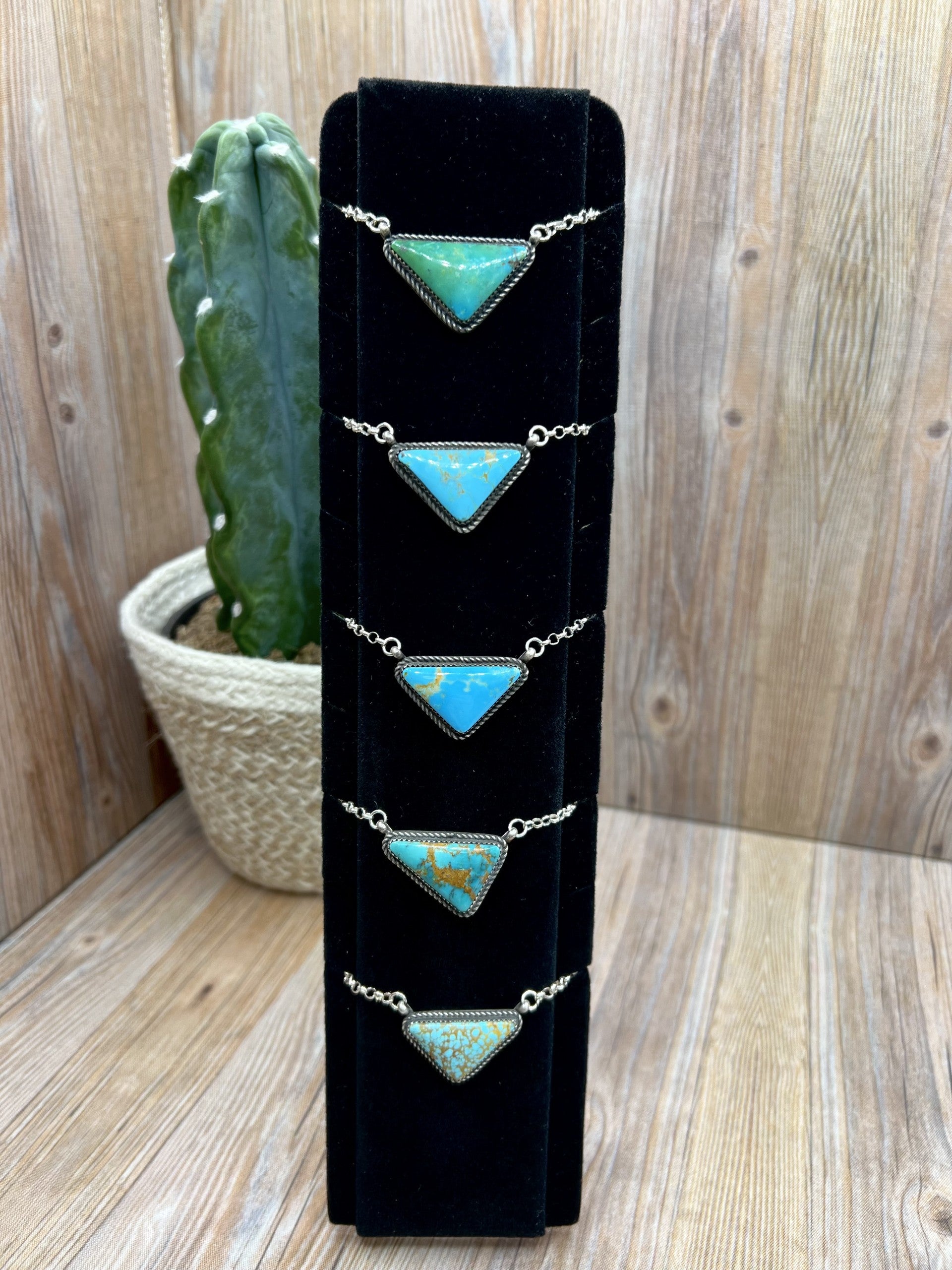 Kingman Turquoise Freeform Pendant Necklaces