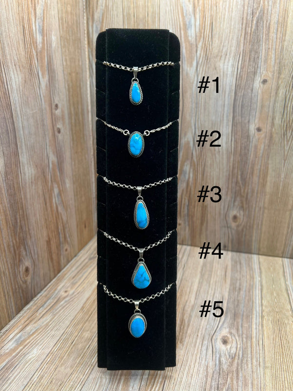 Kingman Turquoise Freeform Pendant Necklaces