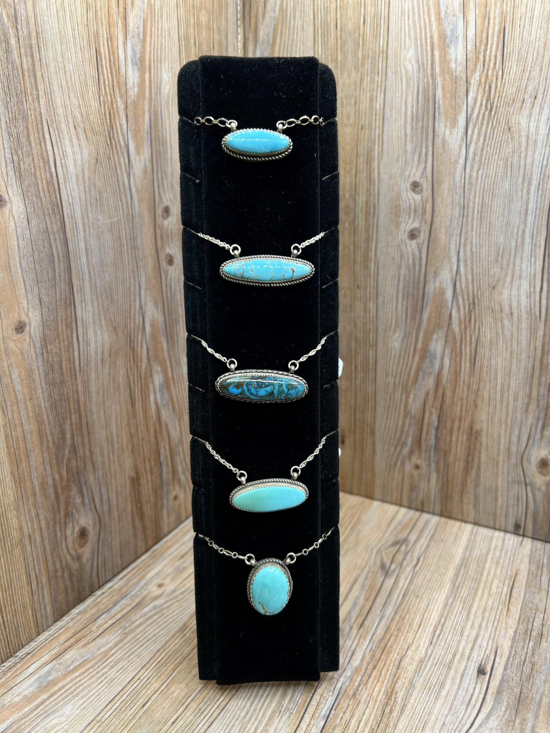 Kingman Turquoise Freeform Pendant Necklaces