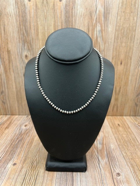 4mm Silver Pearl 16" Necklace