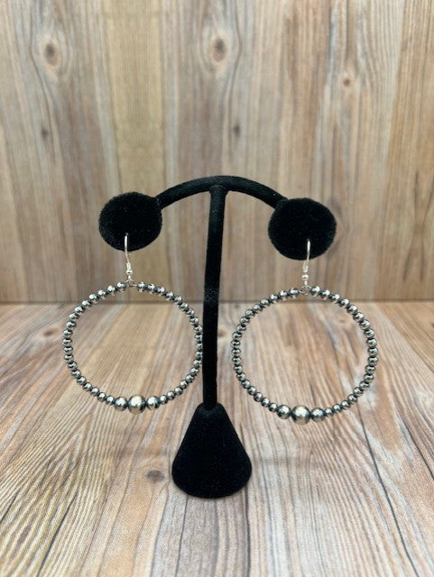 Silver Pearl Hoop Earrings