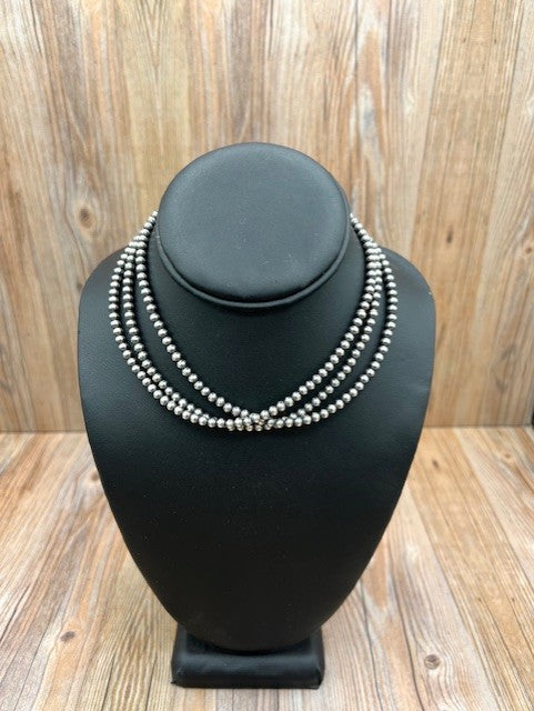 4mm Silver Pearl 14" Necklace