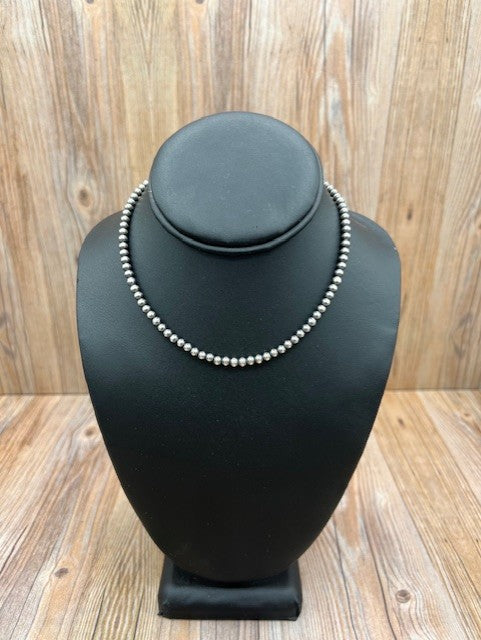 4mm Silver Pearl 14" Necklace