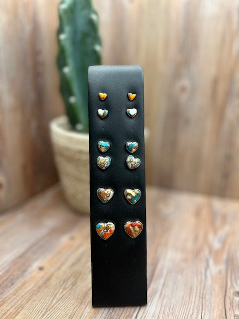 Spiny Oyster & Kingman Turquoise Stud Earrings