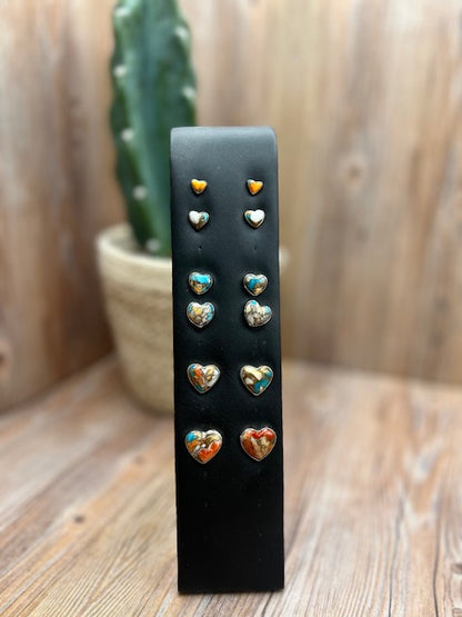 Spiny Oyster & Kingman Turquoise Stud Earrings