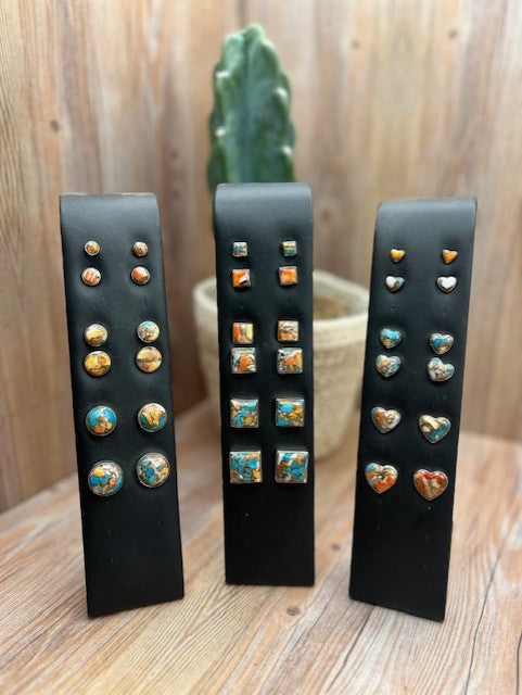 Spiny Oyster & Kingman Turquoise Stud Earrings