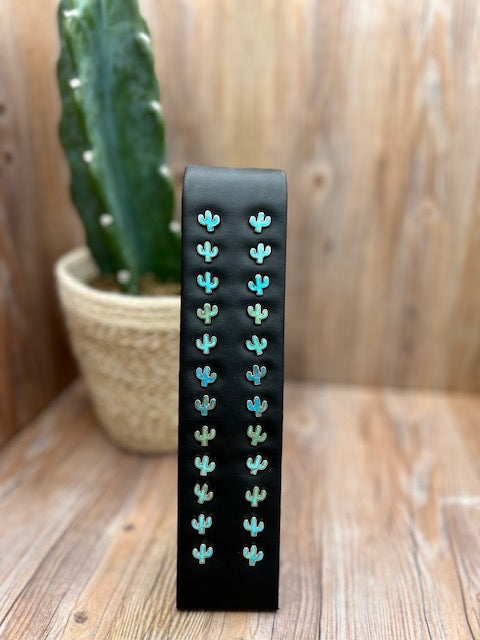 Inlayed Cactus Stud Earrings