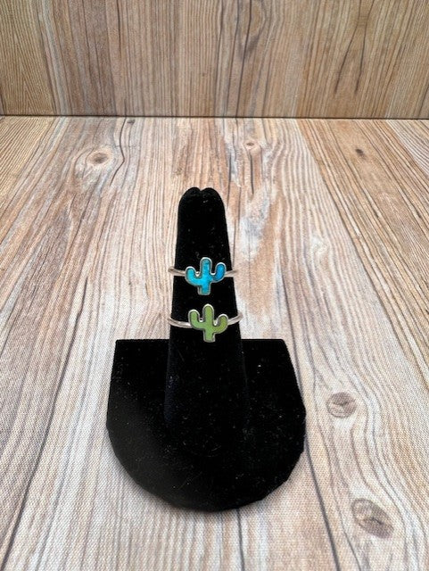 Inlaid Cactus Rings