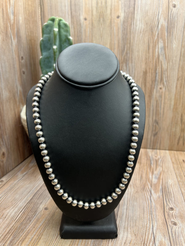 8mm Silver Pearl 24" Necklace