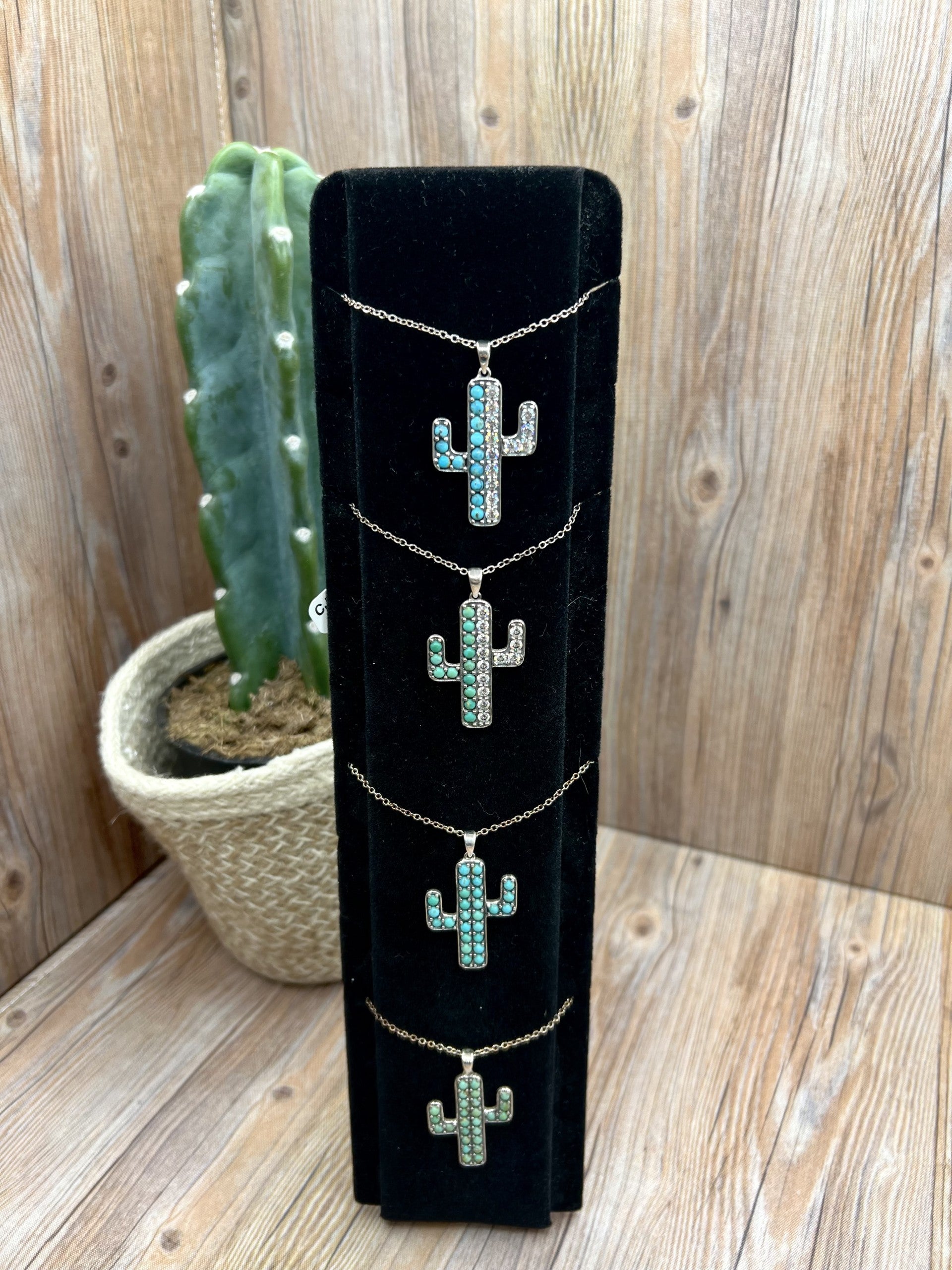 Large Cactus CZ Necklace