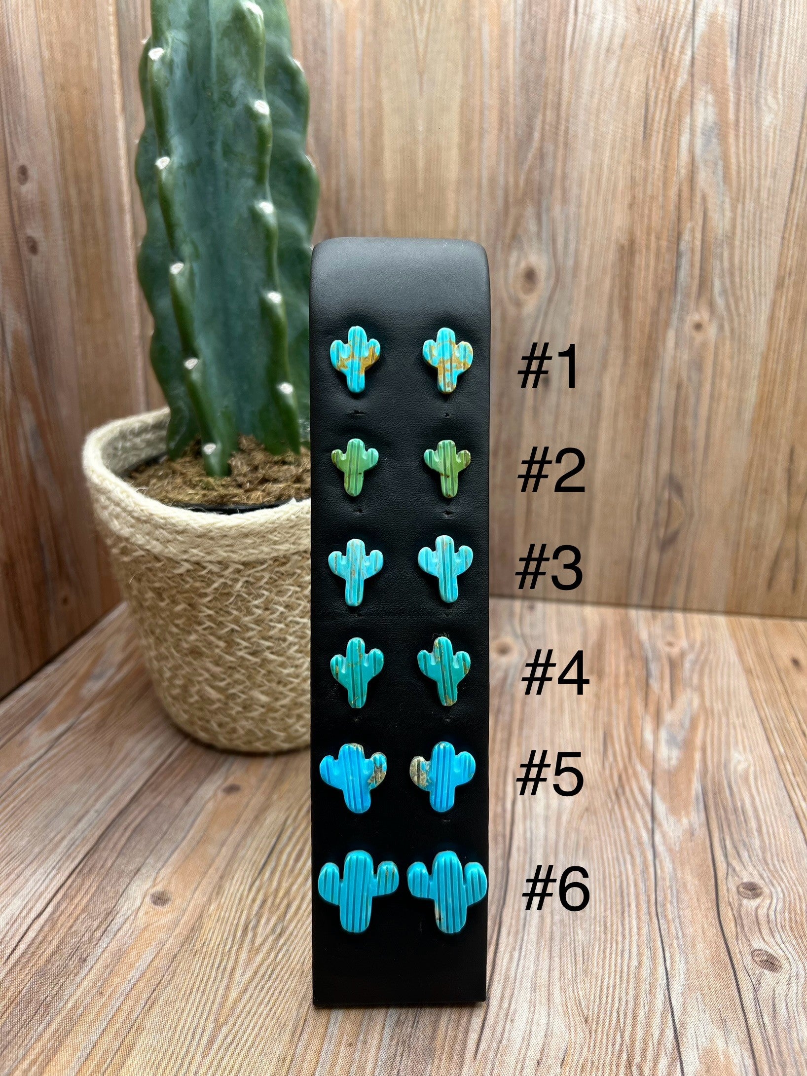 Turquoise Cactus Stud Earrings