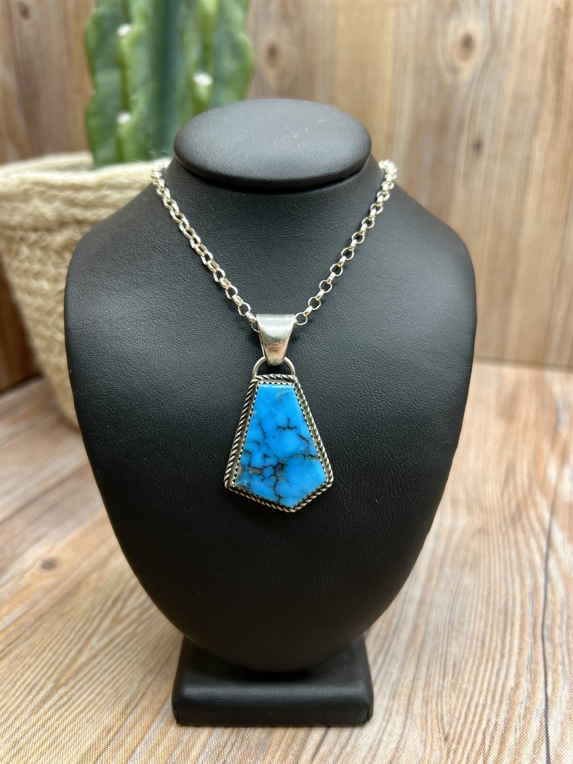 Kingman Turquoise Pendant Necklace