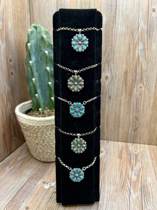 Turquoise Flower Pendants